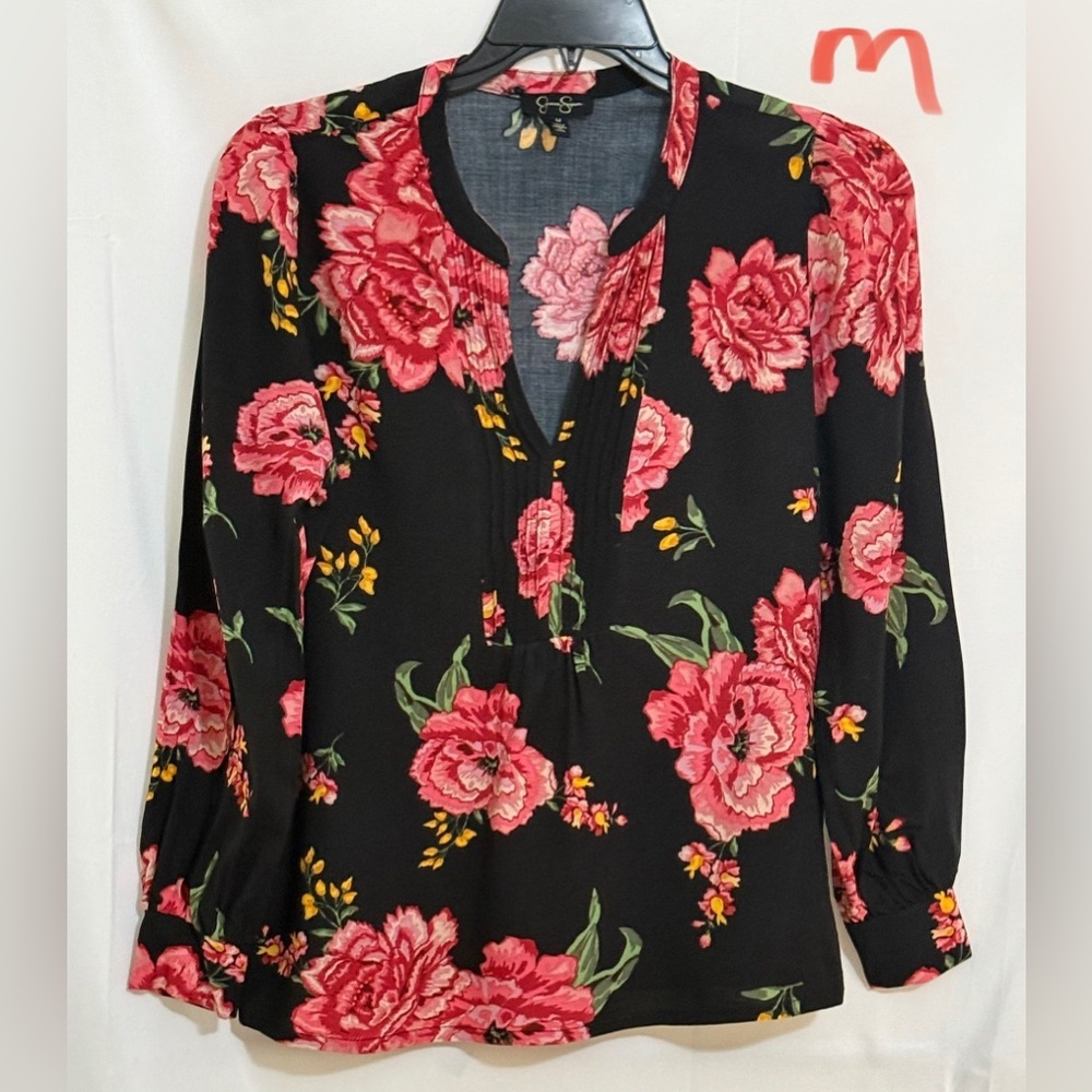 Floral Black Blouse